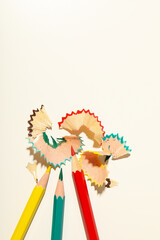 Concept of supplies for drawing - Colorful pencils