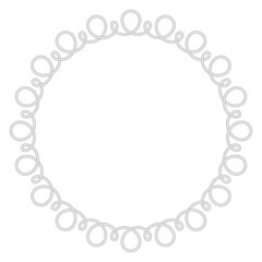 Vector circle of black lines created from twisted rope. Isolated on white background.