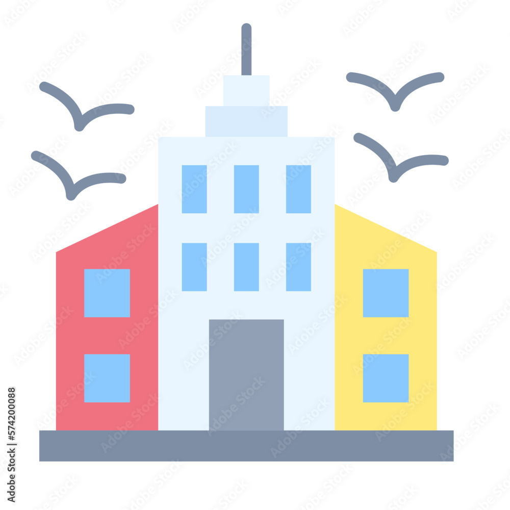 Canvas Prints Skyscraper Flat Multicolor Icon