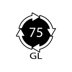 Low Lead Glass. Glass recycling code 75 GL. Vector illustration