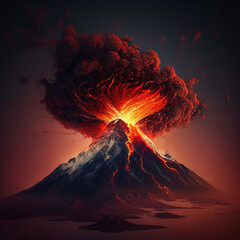 Volcano erupting. Generative AI.