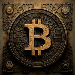 Obraz na płótnie Canvas Illustration of a bitcoin coin. Generative AI.
