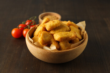 Concept of tasty fast or junk food, nuggets