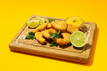 Concept of tasty fast or junk food, nuggets