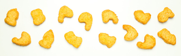 Concept of tasty fast food, nuggets, top view