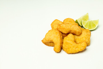 Concept of tasty fast food, nuggets, space for text