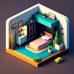 3d render of a bedroom ai generative