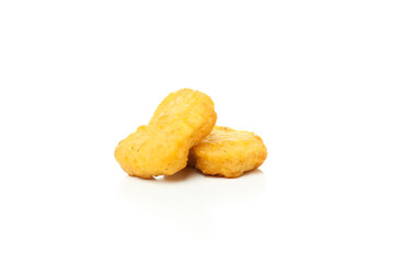 Concept of tasty fast food, nuggets, isolated on white background