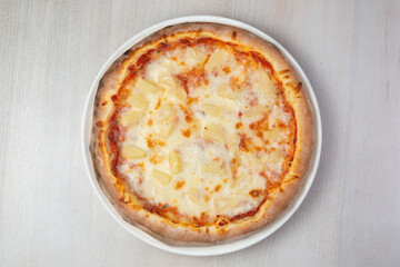 pizza on a wooden board