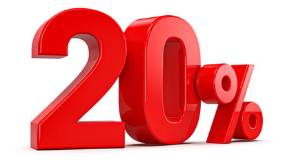 Promotion 20 Percent 3d red number percent