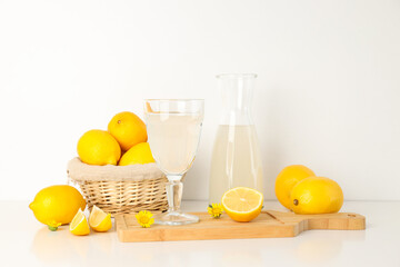 Concept of tasty drink, Limoncello, Italian lemon liqueur