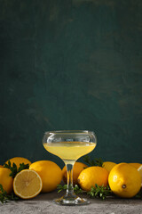 Concept of tasty drink, Limoncello, space for text