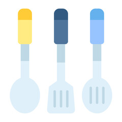 Fototapeta premium Kitchen Utensil Flat Multicolor Icon