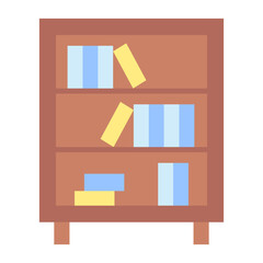 Bookshelf Flat Multicolor Icon