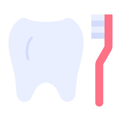 Cleaning Tooth with Brush Flat Multicolor Icon