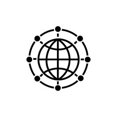 Global networking icon. Digital technology social network global connect simple business logo. Vector illustration.