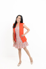 Portrait Confident Smile Business Designer Asian Woman Pink Office Suit Asian Business Girl Startup Success Leader Business Power Woman Executive Person Looking at Camera Copy Space Isolated White