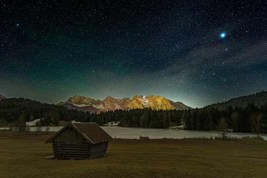 Sternenhimmel &uuml;ber dem bayrischen Geroldsee
