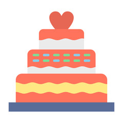 Wedding Cake Flat Multicolor Icon