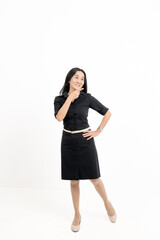 Fototapeta premium Portrait Confident Smile Business Designer Asian Woman Pink Office Suit Asian Business Girl Startup Success Leader Business Power Woman Executive Person Looking at Camera Copy Space Isolated White