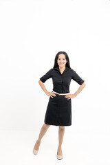 Fototapeta premium Portrait Confident Smile Business Designer Asian Woman Pink Office Suit Asian Business Girl Startup Success Leader Business Power Woman Executive Person Looking at Camera Copy Space Isolated White