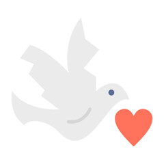 Dove with Heart Flat Multicolor Icon