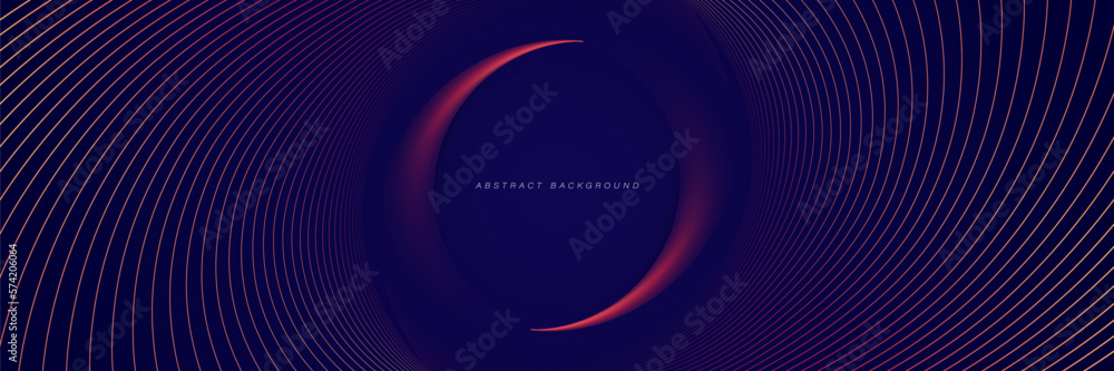 Poster abstract dark blue background with glowing spiral lines. shiny swirl circle lines. modern colorful c