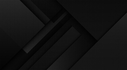 Black abstract background. Modern dark gradient geometric square overlap layer with shadow. Suit for poster, banner, brochure, business, corporate, cover, website, flyer. Vector illustration