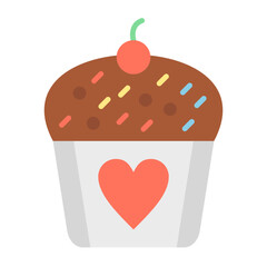 Wedding Cupcake Flat Multicolor Icon