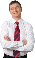 smiling young businessman arms crossed on chest
