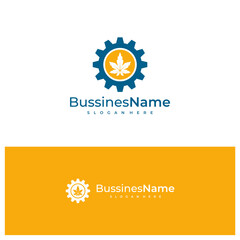 Fototapeta premium Gear Cannabis logo vector template. Creative Cannabis logo design concepts