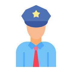 Police Officer Flat Multicolor Icon