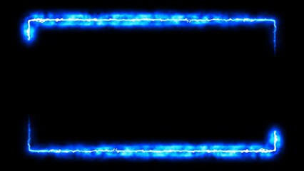 blue laser effect neon glowing frame background. repetitive motion animation and flashing. Bright neon light effect isolated on black. 4K graphic animation video