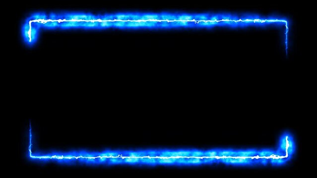 blue laser effect neon glowing frame background. repetitive motion animation and flashing. Bright neon light effect isolated on black. 4K graphic animation video