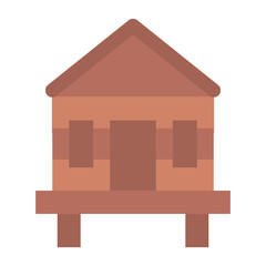 Beach House Flat Multicolor Icon