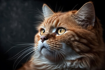 Fototapeta premium Portrait Beautiful cute orange cat photography made with Generative AI