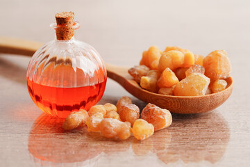 Frankincense or olibanum aromatic resin used in incense and perfumes.