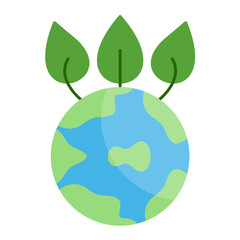 Green Planet Flat Multicolor Icon