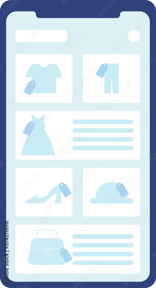 Poster online clothing store webpage on mobile phone screen semi flat color vector object. editable icon. f