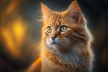Naklejka na ściany i meble Portrait Beautiful cute orange cat photography made with Generative AI