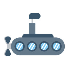 Submarine Flat Multicolor Icon