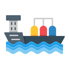 Oil Tanker Flat Multicolor Icon