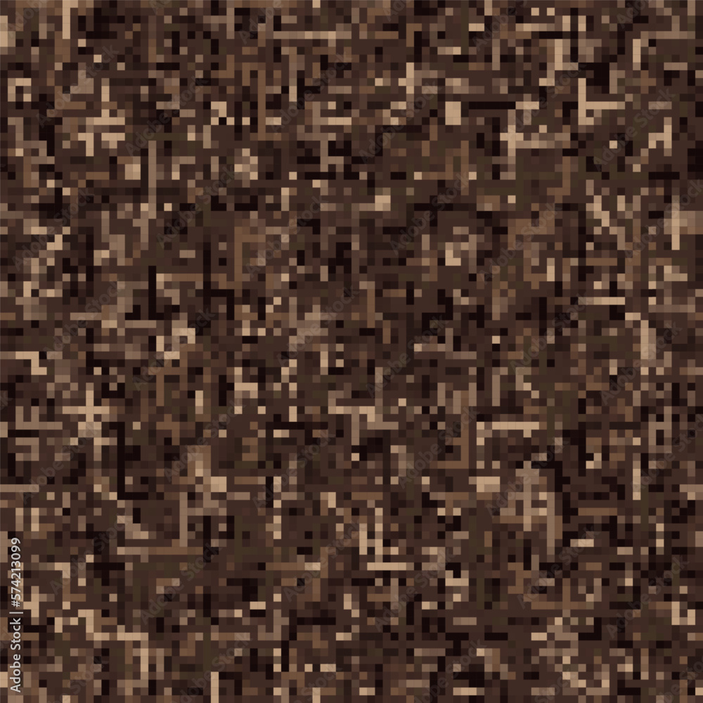 Poster seamless brown camouflage pattern with pixel effect. small mixed particles. dense abstract backgroun