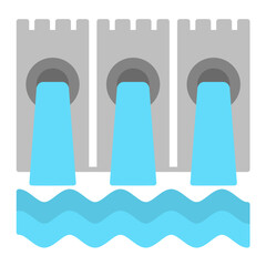 Dam Flat Multicolor Icon