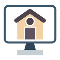 Buy House Online Flat Multicolor Icon
