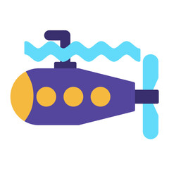 Submarine Flat Multicolor Icon