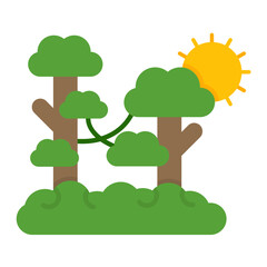 Jungle Landscape Flat Multicolor Icon