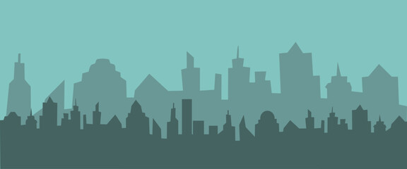 Vector illustration of city skyline. Urban landscape. Silhouette of cityscape in flat style. 
