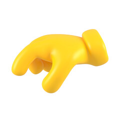Yellow emoji taking or giving hand. Isolated close up gesture icon, symbol, signal and sign. 3d rendering.