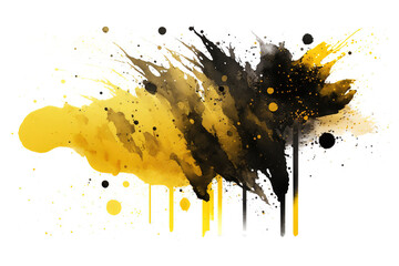 Watercolor Paint Powder Splat Yellow Black Explosive blob drip splodge spot Mark With an Explosion of Color, Movement and Artistic Flair Illustration Fun, Expressive